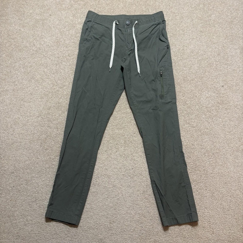 Vuori Jogger Pants Mens Small Green Travel Zip Pocket Hiking Athletic Gym